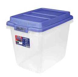 Hefty 32 Qt. Clear Storage Bin with Blue HI-RISE Lid