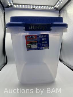 Hefty 32 Qt. Clear Storage Bin with Blue HI-RISE Lid