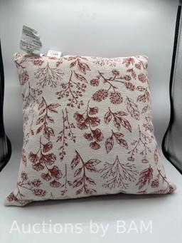 Mainstays 18 x 18 Red Canyon Airy Fern Reversible Chenille Decorative Pillow