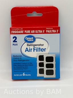 Great Value Refrigerator Replacement Air Filter for Paultra 2 Frigidaire Ultra II - White 2 Pack