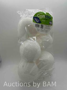 FloraCraft CraftFM 6 Piece Crafting Foam Ball 2.8 White