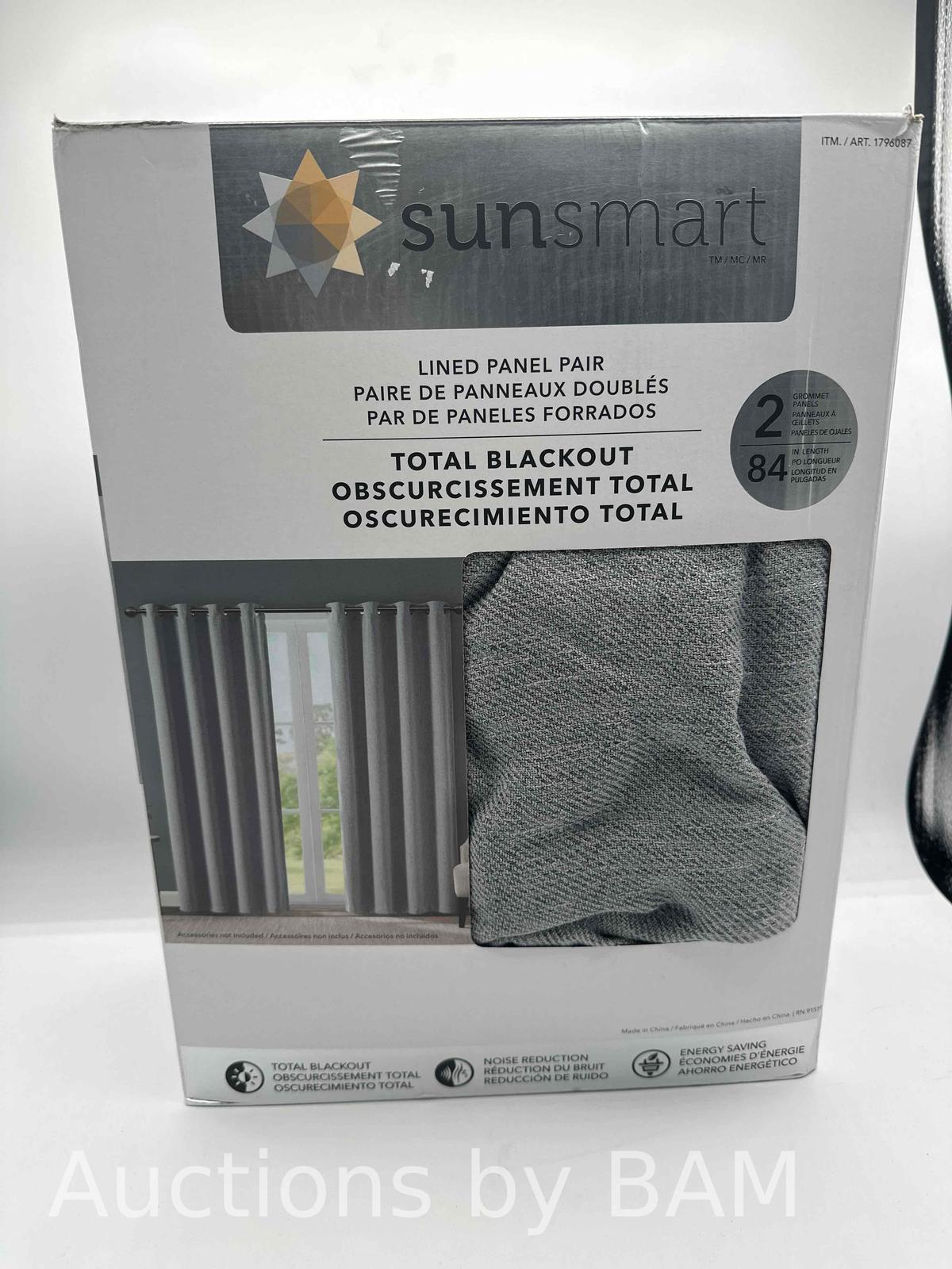 SunSmart Total Blackout Lined Panel Pair with Grommets 2 Panels