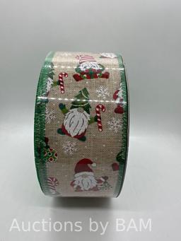 Kirkland Signature 2.5 in Wired Edge Christmas Gnome Ribbon