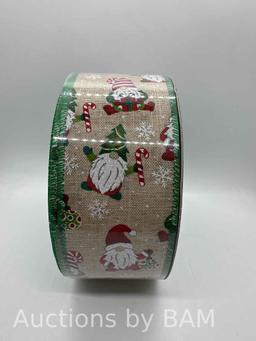 Kirkland Signature 2.5 in Wired Edge Christmas Gnome Ribbon