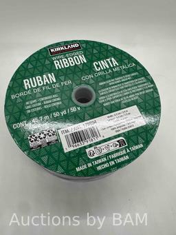 Kirkland Signature 2.5 in Wired Edge Christmas Gnome Ribbon 50 yd