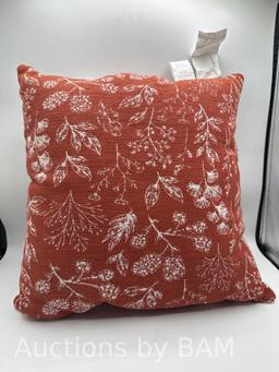 Mainstays 18 x 18 Red Canyon Airy Fern Reversible Chenille Decorative Pillow