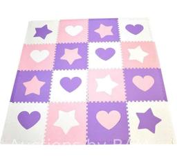 Tadpoles Hearts and Stars Foam Playmats for Baby and Kids, 16 Interlocking Play Mat, Waterproof,