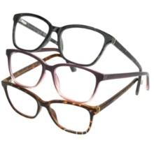 Design Optics by Foster Grant Kiersey Plastic Square Reading Glasses, 3-Pack +2.00