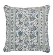 Better Homes & Gardens 20 x 20 Blue Block Print Floral Reversible Cotton Decorative Pillow