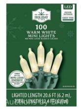 100-Count Mini Warm White LED Christmas String Lights, Green Wire, by Holiday Time