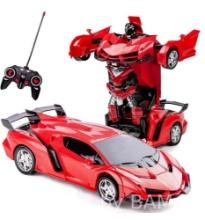 Remote Control Car Transform Robot RC Car Toy, 1:18 Scale Racing Sports Cars with LED Light for K...