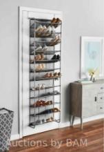 Mainstays 36 Pair Over-The-Door Shoe Closet Organizer Rack for 36 Pairs, 12 Tier, Metal, Gray