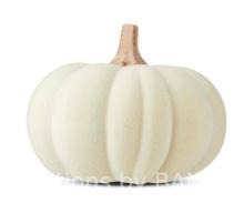 Harvest Cream Flocked Resin Decorative Pumpkin by Way To Celebrate