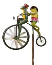 Metal Vintage Bicycle Frog Decoration Garden Courtyard Lawn Windmill Decoration