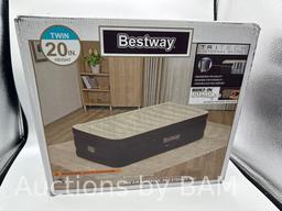 Bestway Maroon Tritech Airbed Twin 20 with built-in AC pump