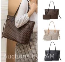 GOWELL Women Checkered Tote Shoulder Bags With Inner Pouch,PU Vegan Leather Luxury Woman Handbag ...