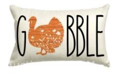 Smile Gobble Thanksgiving Turkey Throw Pillow Cover 12 x 20 Inch