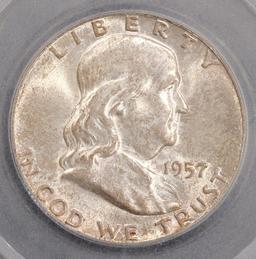 1957 Franklin Half Dollar - 50c - SEGS Graded MS66+ FBL