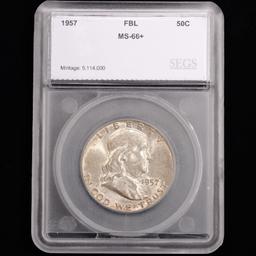 1957 Franklin Half Dollar - 50c - SEGS Graded MS66+ FBL