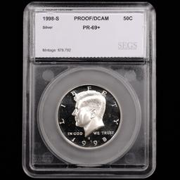 1998-S Proof Silver Kennedy Half Dollar - 50c - SEGS Graded PR69+ DCAM