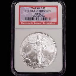 2006 American Silver Eagle - 1 of First 50,000 Struck - S$1 - NGC GRADED MS69