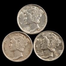 (3) Better Grade Mercury Dimes - 10c - Mixed Dates/Grades