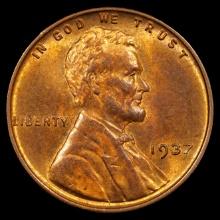 1937 Lincoln Wheat Cent - 1c - Choice Brilliant Uncirculated - Red Brown