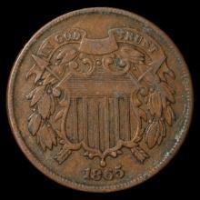 1865 Two Cent Piece - 2c - Fine