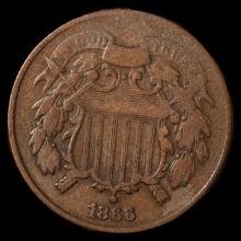 1866 Two Cent Piece - 2c - Fine
