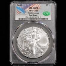 2011 American Silver Eagle - Paul Nugget Autographed Slab - $1 - CAC GRADED MS70