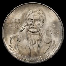 *0.6425 oz ASW* 1978 Mexico 100 Pesos Silver Morelos Coin - CHOICE BU