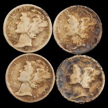 (4) Mercury Dimes - 10c - Mixed Dates/Grades