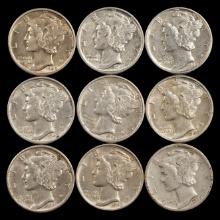 (9) Better Grade Mercury Dimes - 10c - Mixed Dates/Grades