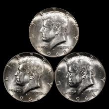 (3) 1968-D Silver Kennedy Half Dollars - 50c - GEM Uncirculated