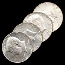 (4) 1966 Silver Kennedy Half Dollars - 50c - About Uncirculated