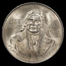 *0.6425 oz ASW* 1978 Mexico 100 Pesos Silver Morelos Coin - CHOICE BU