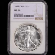 1987 American Silver Eagle - $1 - NGC Graded MS69