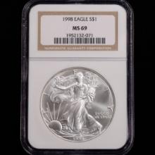 1998 American Silver Eagle - $1 - NGC Graded MS69
