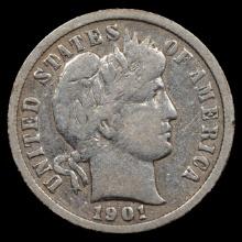 1901 Barber Dime - 10c - Very Good