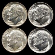 (4) 1964 Roosevelt Silver Dimes - 10c - GEM Uncirculated