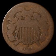 1864 Two Cent Piece - 2c - About Good