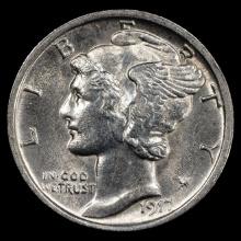 1917 Mercury Dime - 10c - Choice Plus About Uncirculated