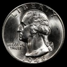 1945 Washington Silver Quarter - 25c - GEM Uncirculated