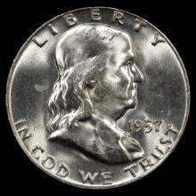 1957-D Franklin Half Dollar - 50c - GEM Uncirculated w/ FBL