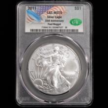 2011 American Silver Eagle - Paul Nugget Autographed Slab - $1 - CAC GRADED MS70
