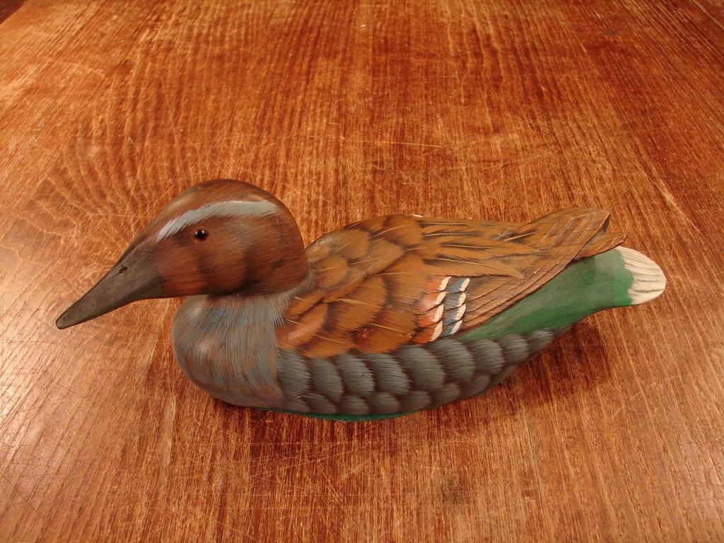 Decorative painted Teal duck decoy.