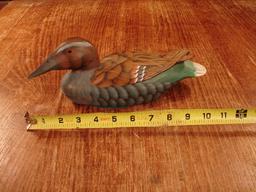 Decorative painted Teal duck decoy.