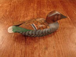 Decorative painted Teal duck decoy.