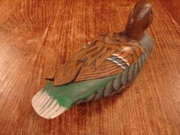 Decorative painted Teal duck decoy.