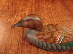 Decorative painted Teal duck decoy.